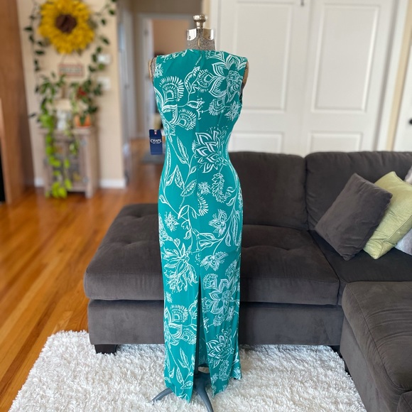 6 CHAPS BOHEMIAN TEAL MAXI DRESS - Picture 3 of 7